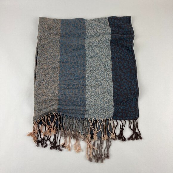 4 You Scarfs Womens Blue Animal Print Fringe - Picture 1 of 6